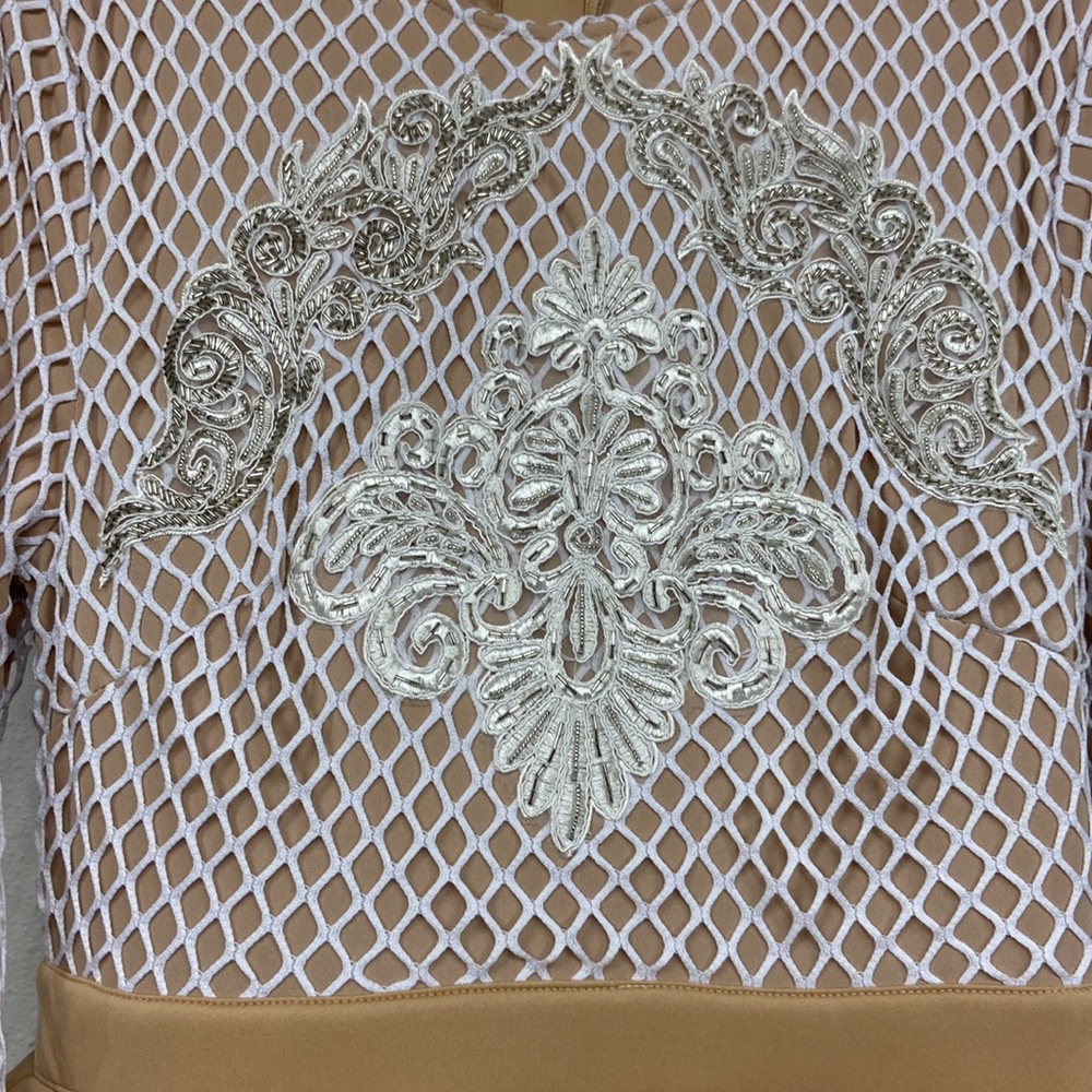 NWT Pretty Little Appliqué Detail Big Ruffle Performance, Mini Dress Size 10 - Picture 4 of 16